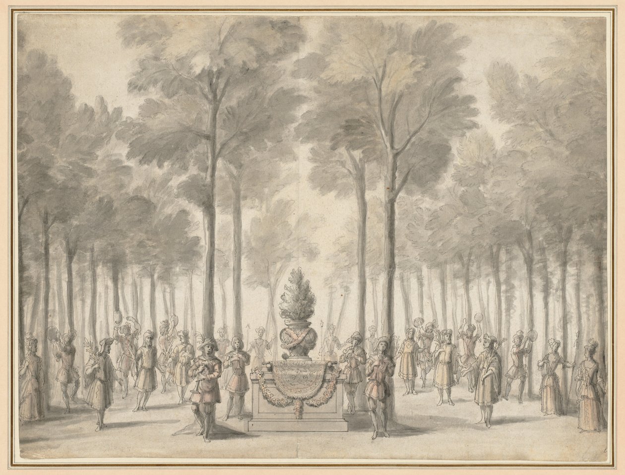 Diseño para el Divertissement de La Pastorale Primera Entrada de la ópera-ballet Les Muses de Jean I Berain