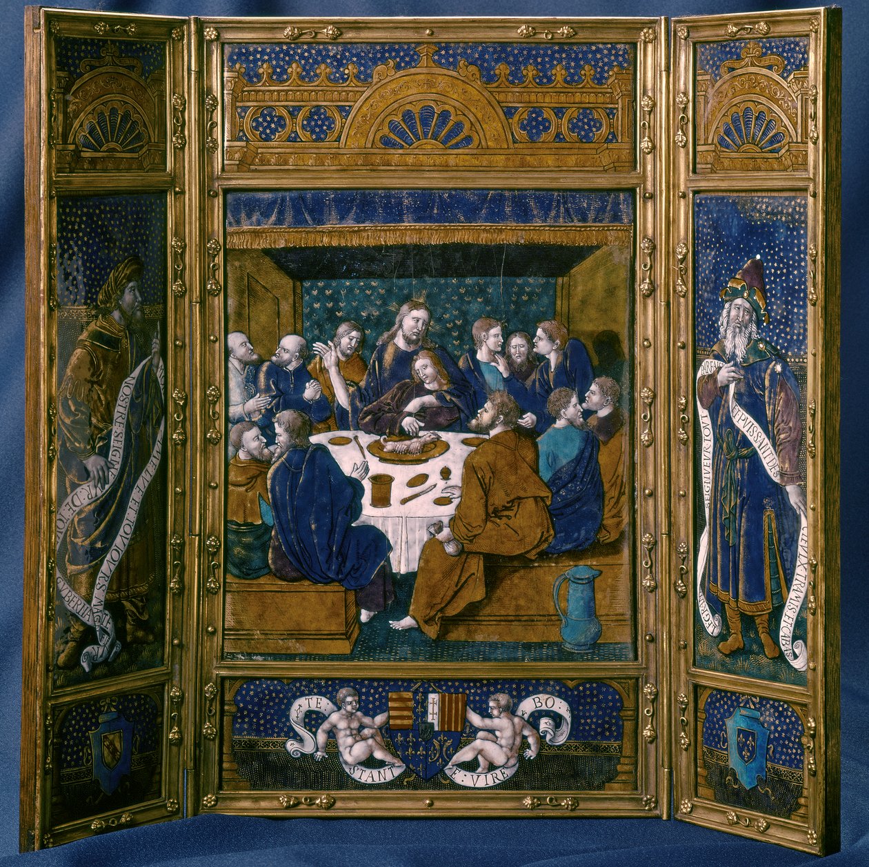 La Última Cena, Tríptico, Esmalte de Limoge, c.1545 (esmalte cloisonné) de Jean I Pénicaud