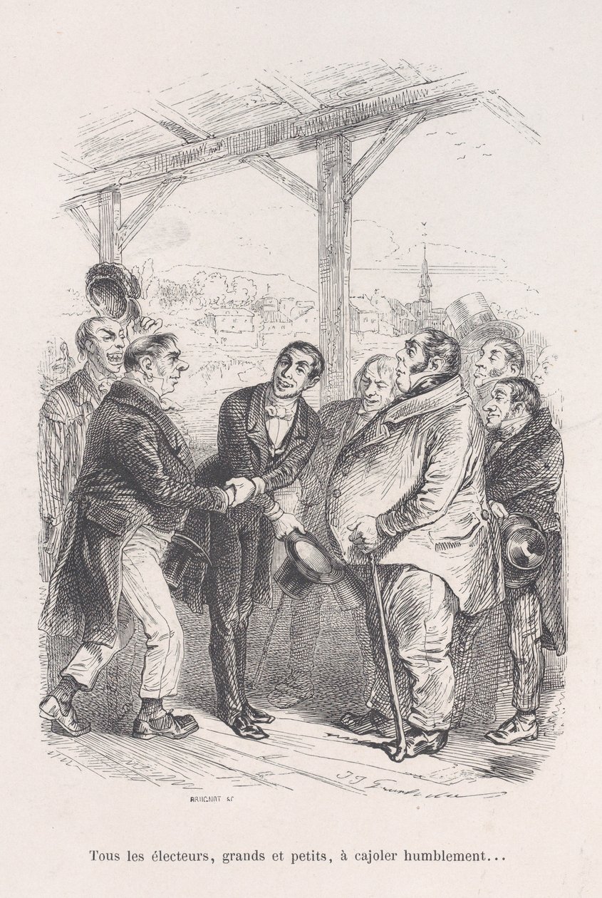 Todos los votantes, grandes y pequeños, se reúnen para humildemente persuadirse mutuamente... de las pequeñas miserias de..., 1843 de Jean Ignace Isidore Gérard