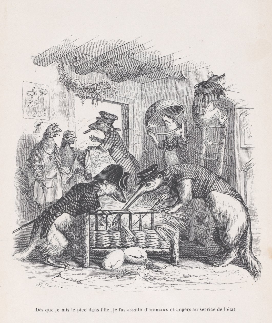 Tan pronto como puse un pie en la isla... de Escenas de la Vida Privada y Pública..., ca. 1837-47 de Jean Ignace Isidore Gérard
