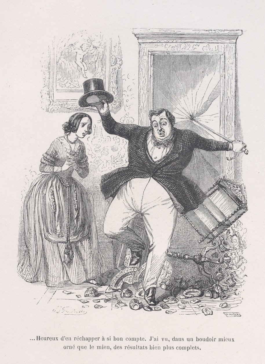 ...Feliz de salir tan barato. de las Pequeñas Miserias de la Vida Humana, 1843 de Jean Ignace Isidore Gérard