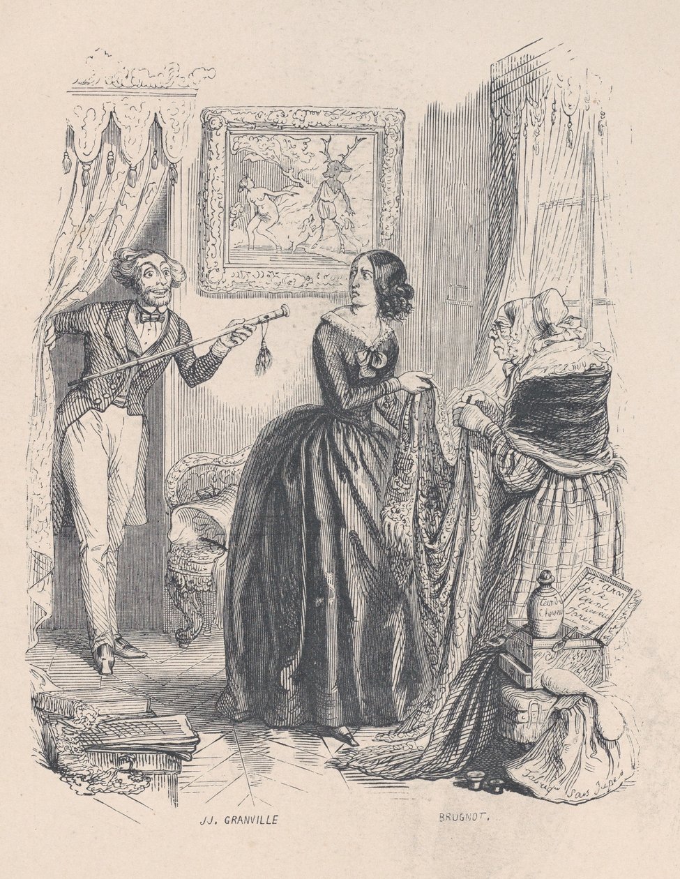Nuevo Acteón, sorprendí a Diana, no en su baño sino con un comerciante en el baño. de th..., 1843 de Jean Ignace Isidore Gérard
