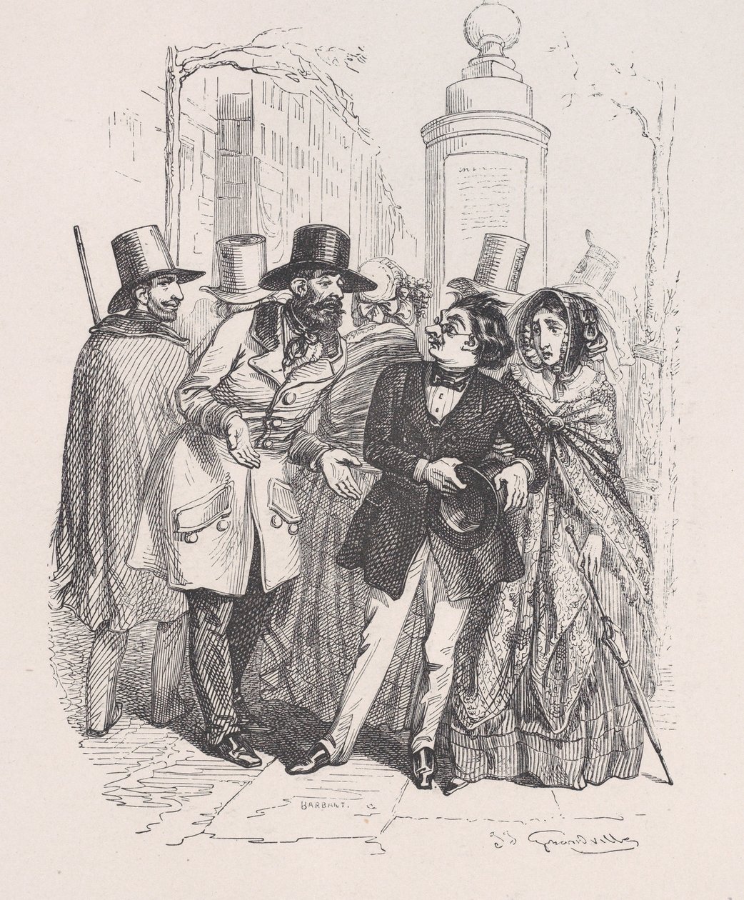Uno podría culparte por tres años si dejaste caer su sombrero. de la Pequeña M..., 1843 de Jean Ignace Isidore Gérard
