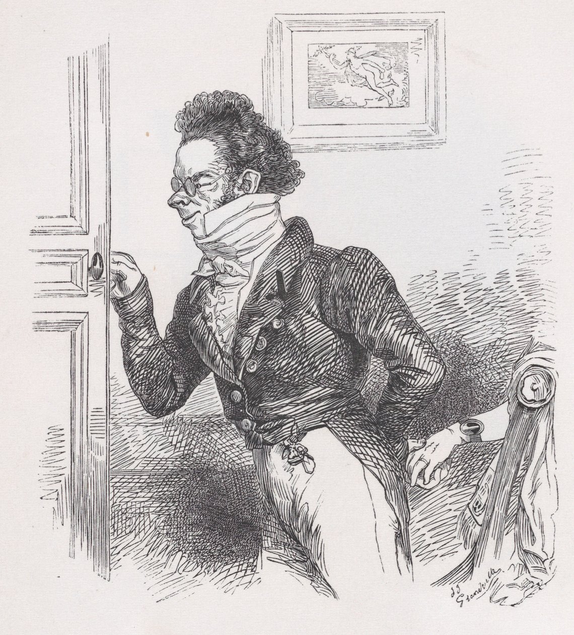 Robin, el amigo de Las Obras Completas de Béranger, 1836 de Jean Ignace Isidore Gérard