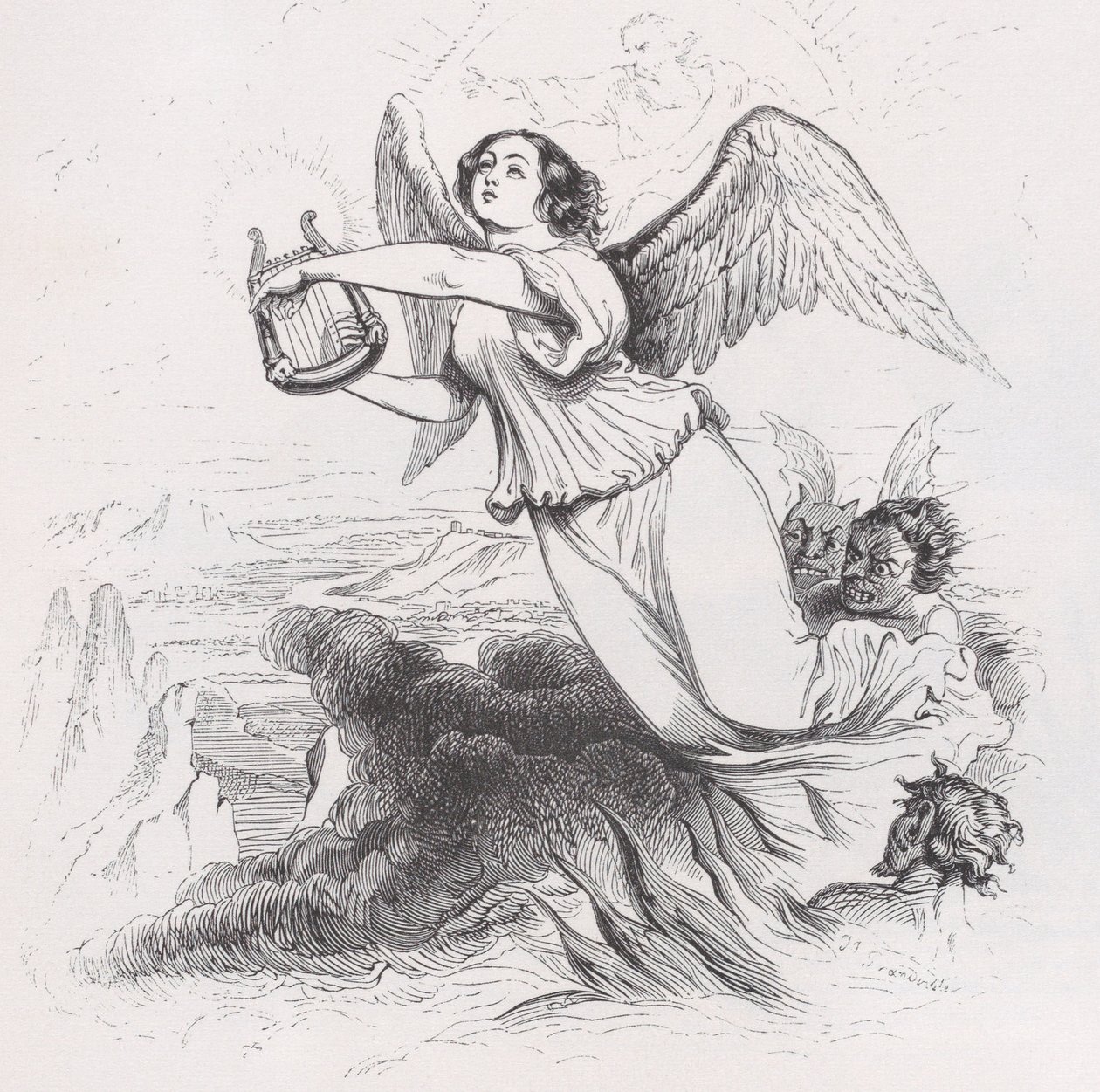 El Ángel Exiliado de Las Obras Completas de Béranger, 1836 de Jean Ignace Isidore Gérard