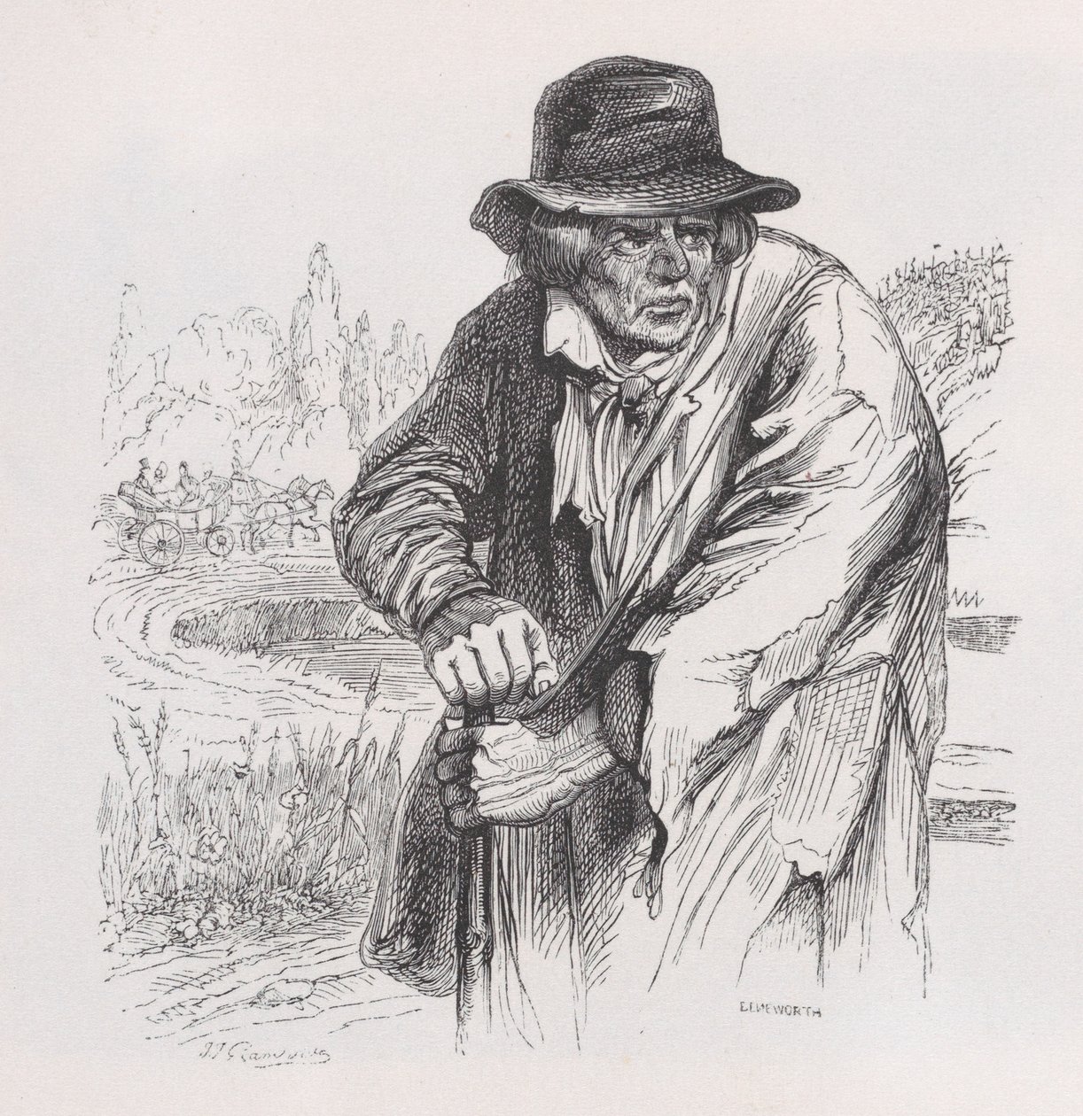 El viejo vagabundo de Las obras completas de Béranger, 1836 de Jean Ignace Isidore Gérard