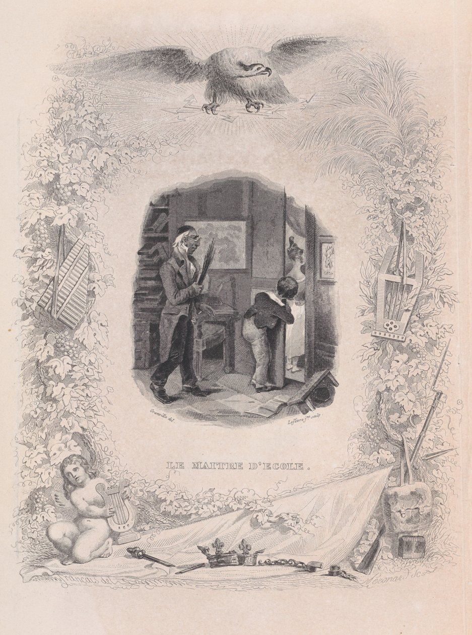 El maestro de escuela de Las canciones de Béranger, 1829 de Jean Ignace Isidore Gérard