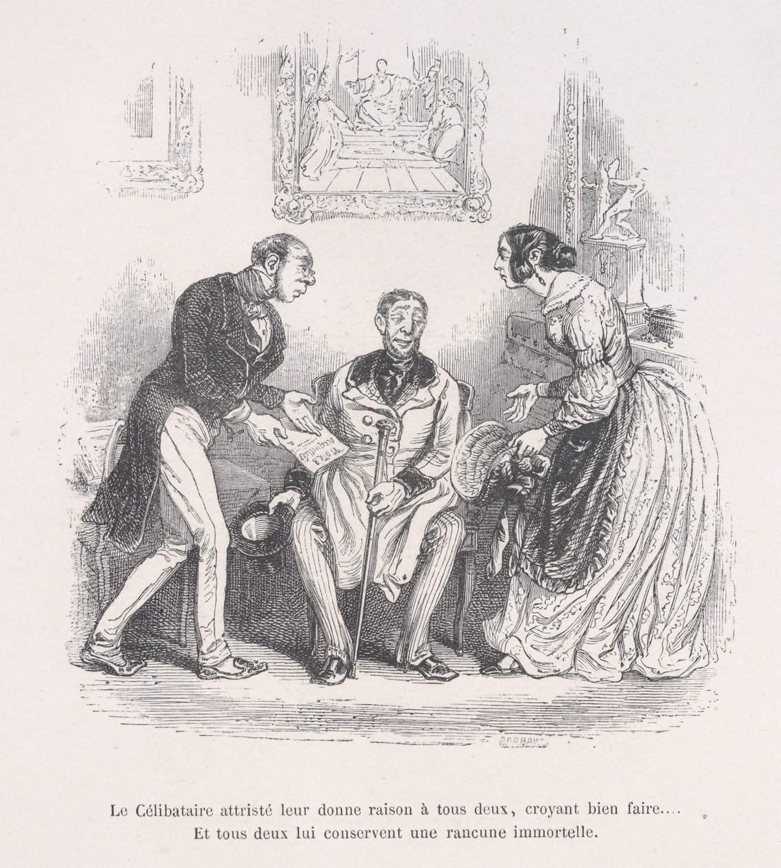 La viuda afligida les da a ambos el derecho de hacerlo bien... Y ambos retienen una eterna... de Jean Ignace Isidore Gérard