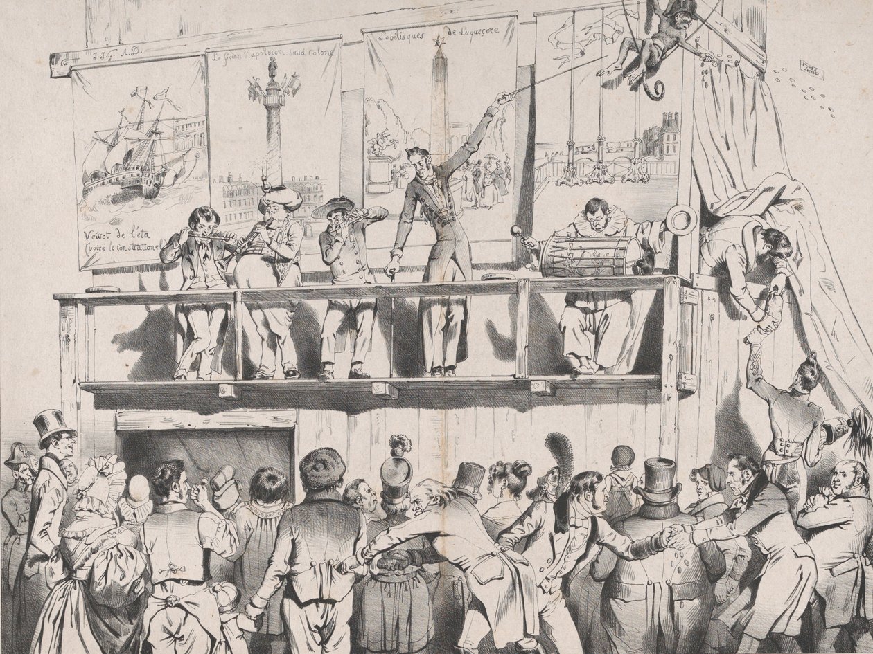¡Zing! ¡Zing! ¡Boom_Boom_Boom!!! El espectáculo de los grandes acróbatas políticos, agosto de 1833 de Jean Ignace Isidore Gérard