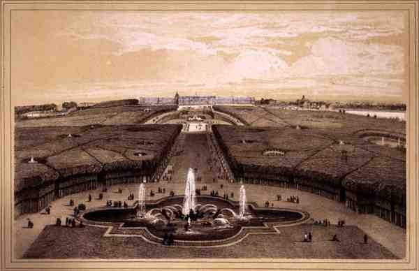 Vista general del Parque y Palacio de Versalles, publicado por Auguste Bry de Jean Jacottet