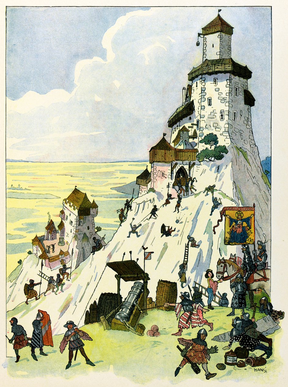 La historia de Alsacia cuenta a los niños por el tío Hansi por Jean Jacques Waltz dit Hansi (1873-1951), colección privada: Siege du chateau D