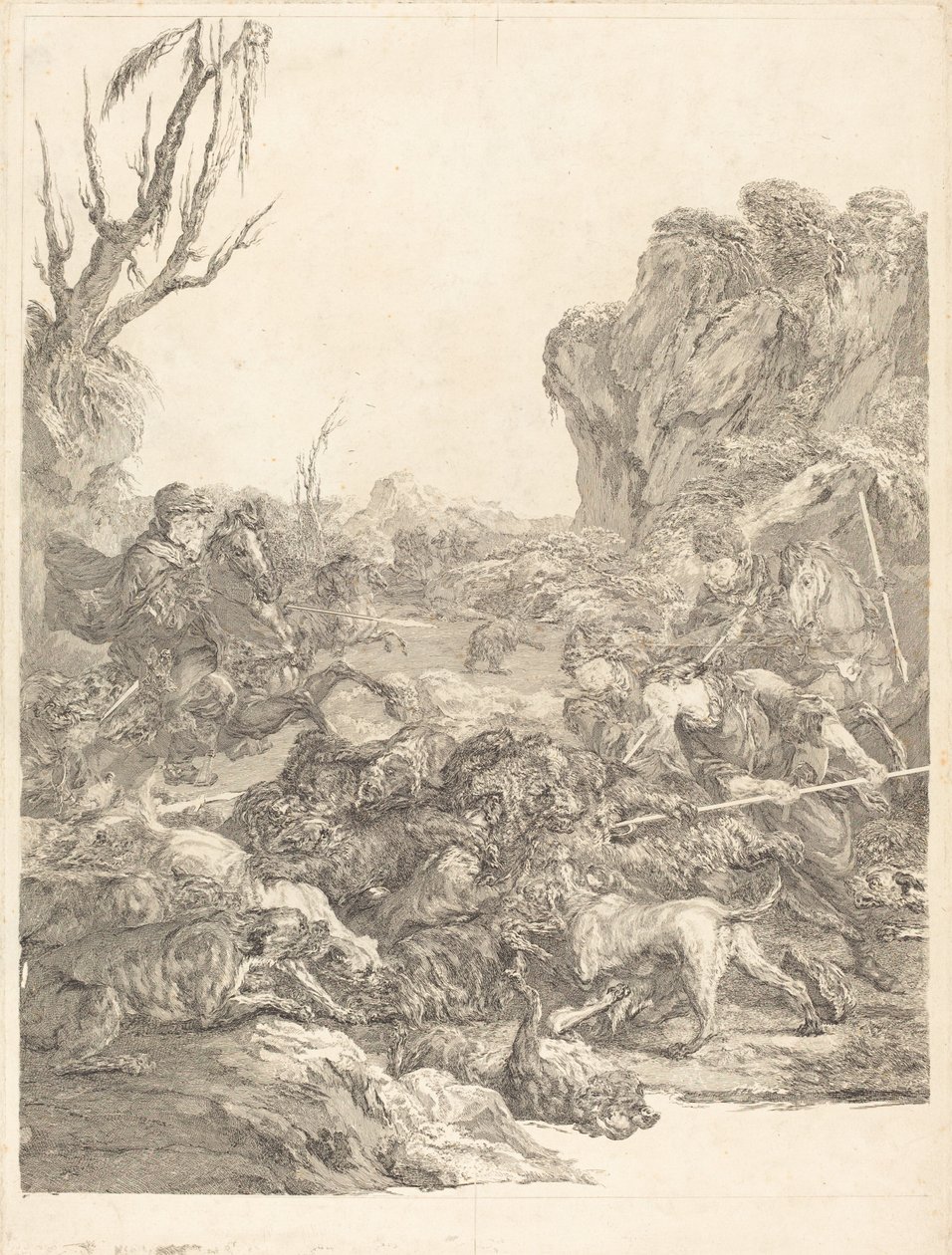 Una Caza de Osos de Jean Jacques Flipart after Carle Van Loo