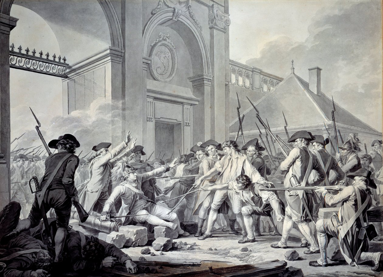 Caso de Nancy: El 31 de agosto de 1790, el marqués de Bouillé (1739-1800) lanzó una represión contra los soldados de la guarnición de Nancy, en rebelión contra sus oficiales. La batalla tuvo lugar frente al puesto de guardia en la Puerta de Stainville de Jean Jacques Francois Le Barbier