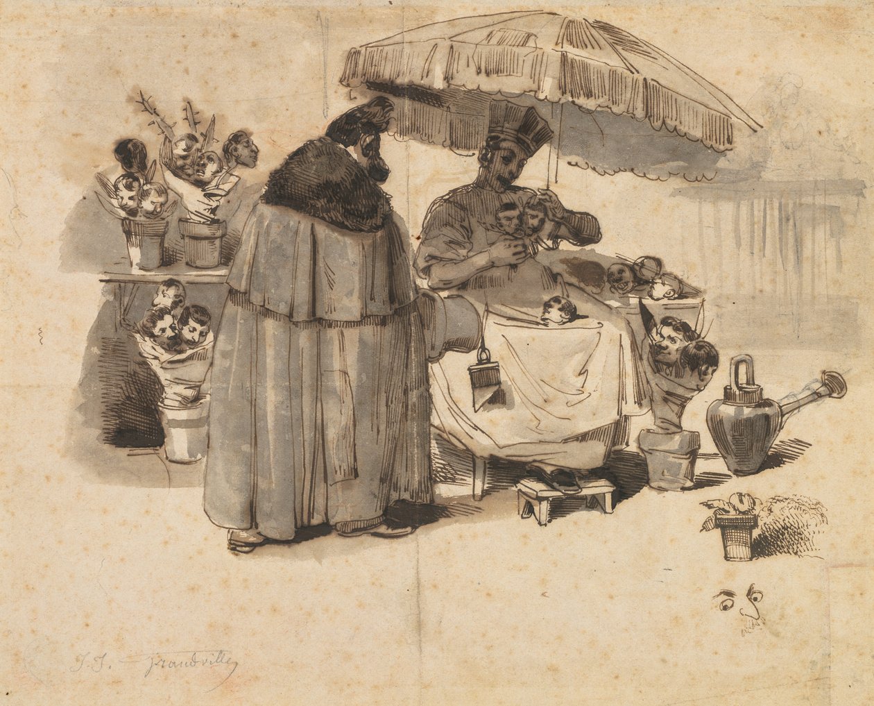 Estudio para "Au Bouquet de persil" de Jean Jacques Grandville