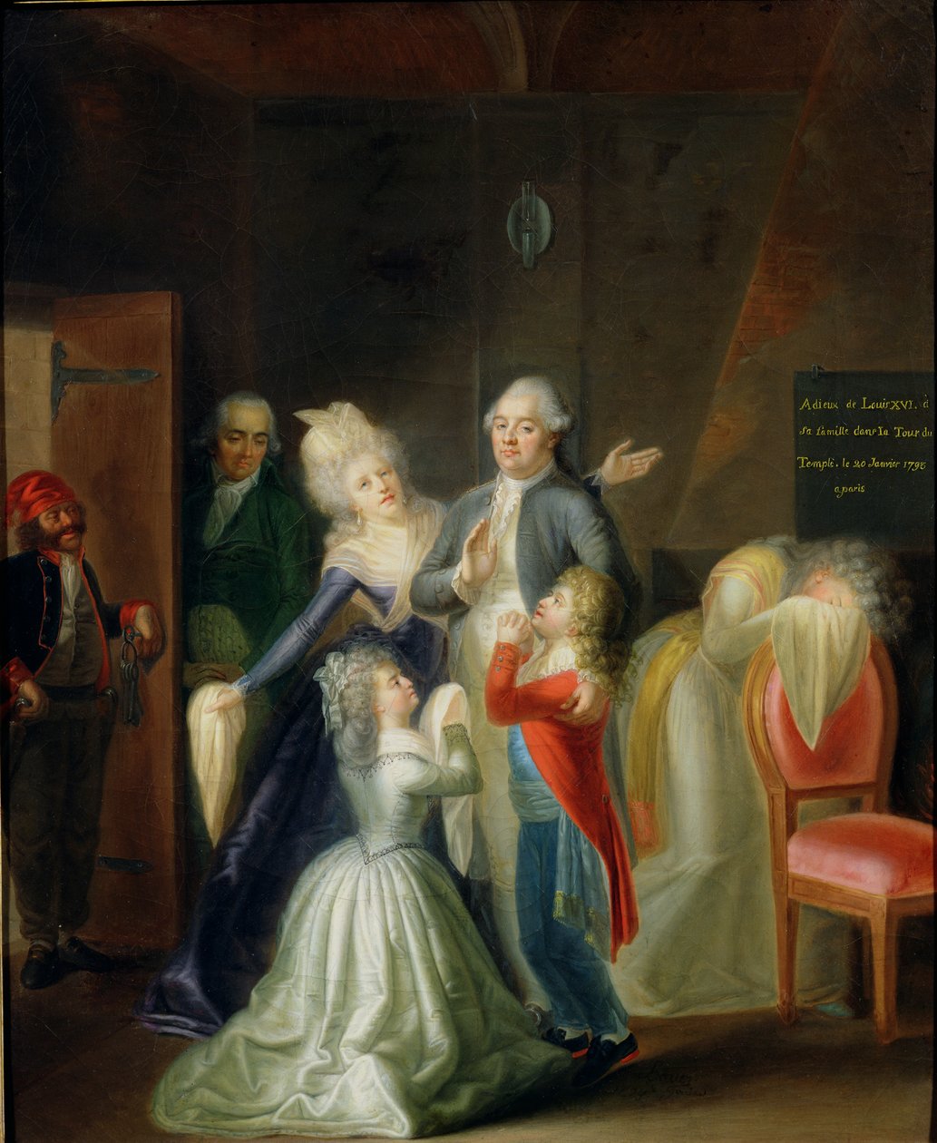 Despedida de Luis XVI por su familia en el Templo, 20 de enero de 1793 de Jean Jacques Hauer
