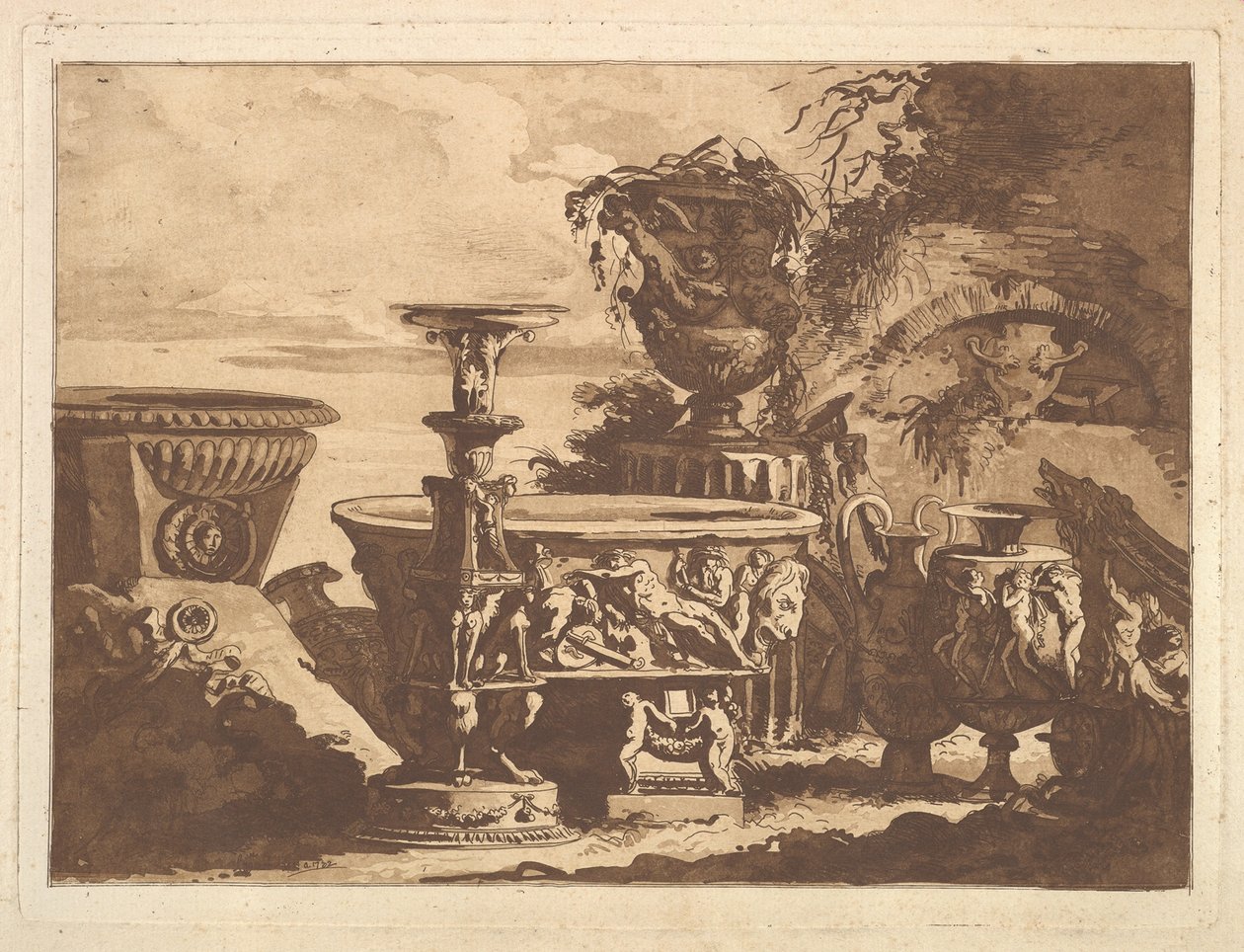 Composición con el jarrón Medici, de Recueil de Compositions par Lagrenée Le Jeune Coll..., 1782 de Jean Jacques Lagrenee