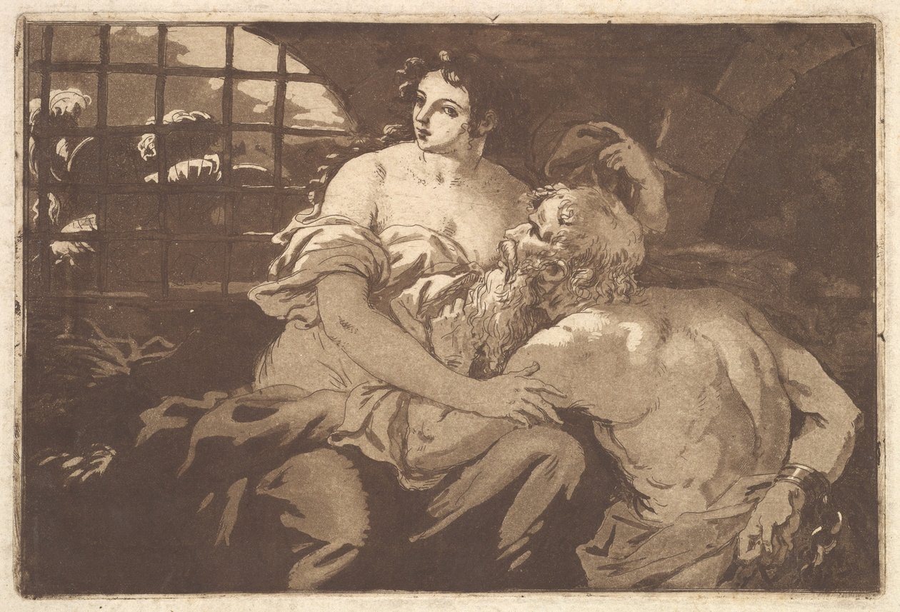 La caridad romana, en un álbum que contiene Recueil de Compositions, 1782-1821 de Jean Jacques Lagrenee
