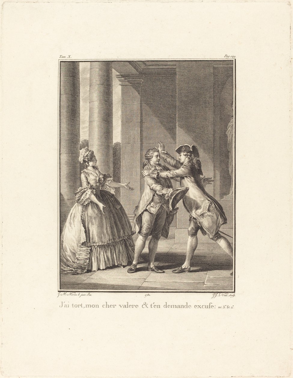 Tengo la culpa, mi querido Valère, y te pido disculpas de Jean Jacques Le Veau after Jean Michel Moreau