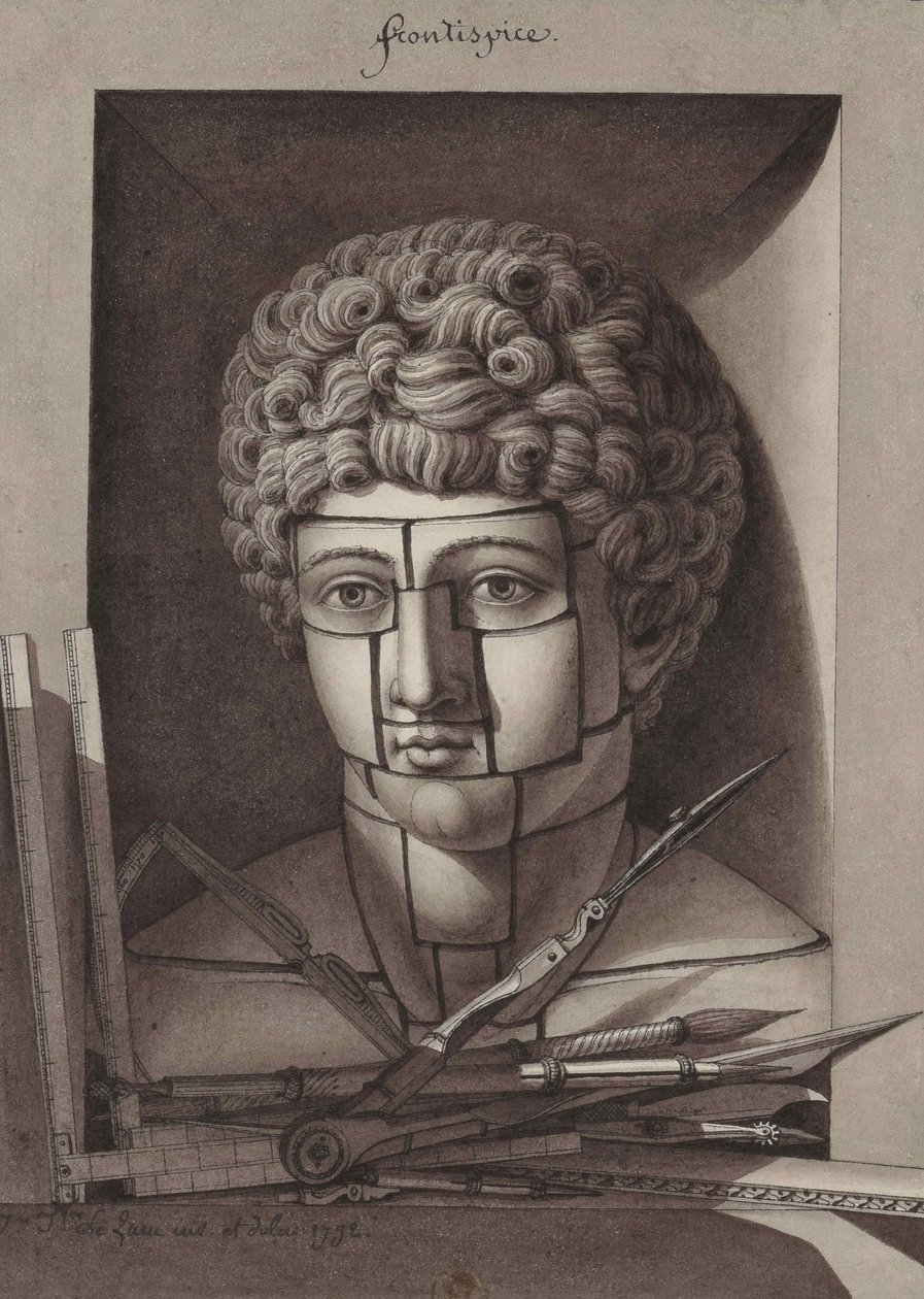 Frontispicio de la Nueva método aplicada a los principios elementales del dibujo, 1792 de Jean Jacques Lequeu