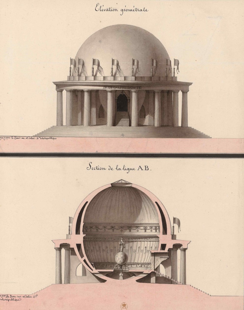 Elevación de un templo a la Legalidad, para el jardín del filósofo de Jean Jacques Lequeu