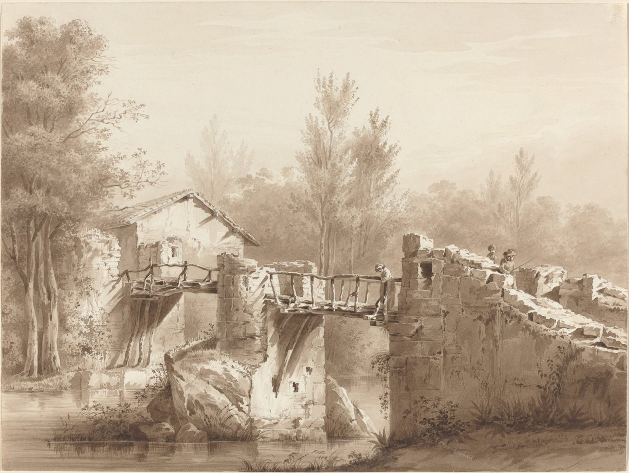 Un Camino Rural sobre un Puente Antiguo de Jean Jacques de Boissieu