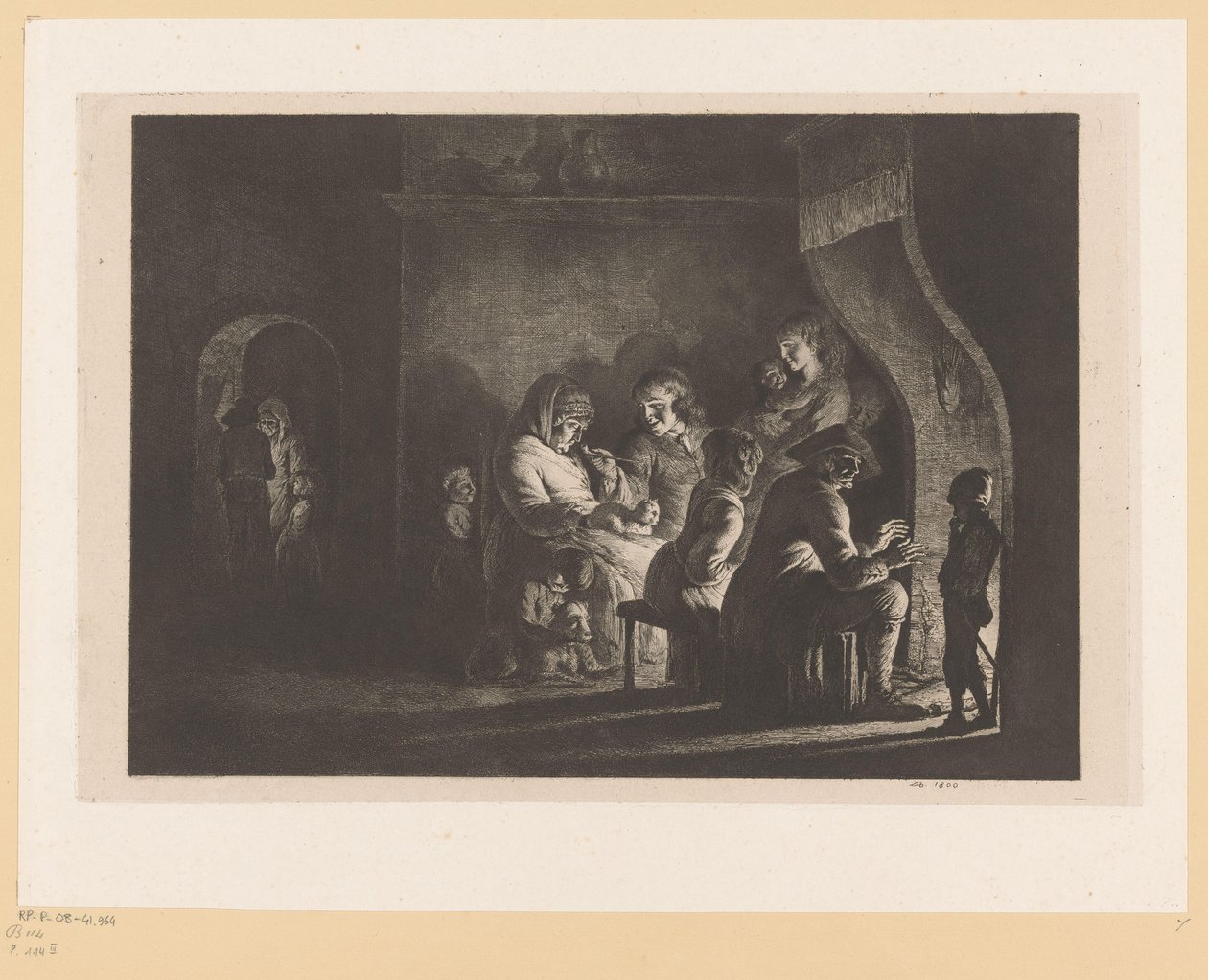 Familia campesina alrededor de una chimenea de Jean Jacques de Boissieu