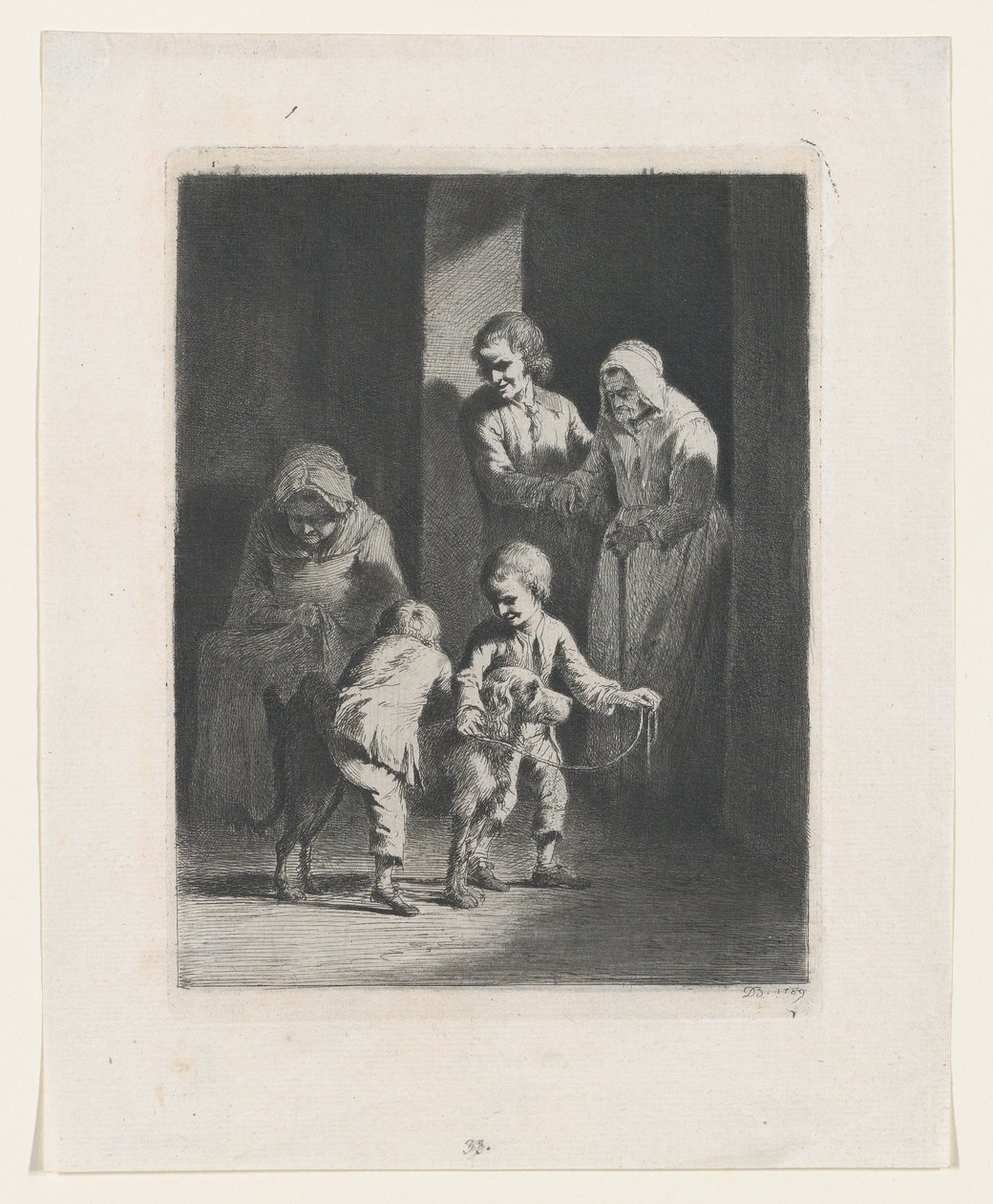 Niños jugando con un perro, 1789 de Jean Jacques de Boissieu