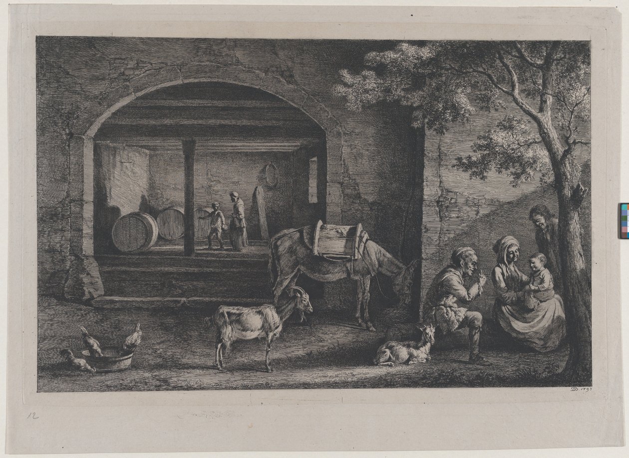 Interior de una granja en Saint-Jean-de-Touslas, 1793 de Jean Jacques de Boissieu