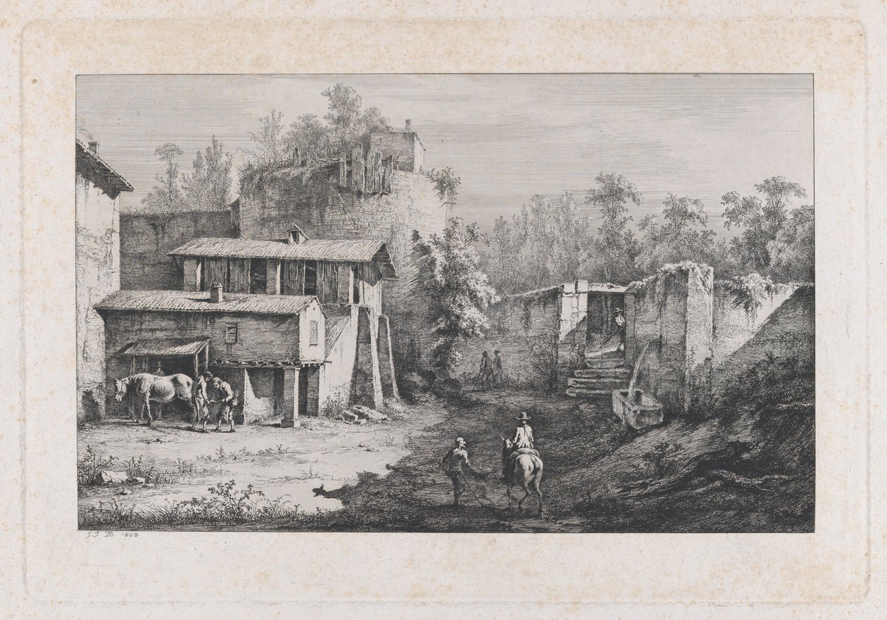 Paisaje con herrador, vista de Terrebasse, Francia de Jean Jacques de Boissieu