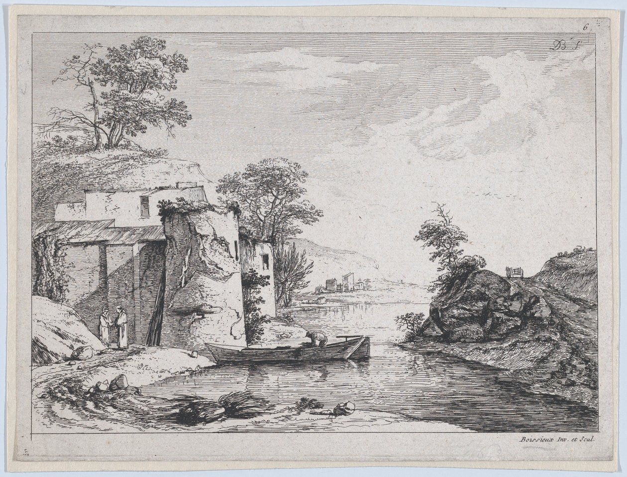 Viejas torres en la orilla de un río de Jean Jacques de Boissieu