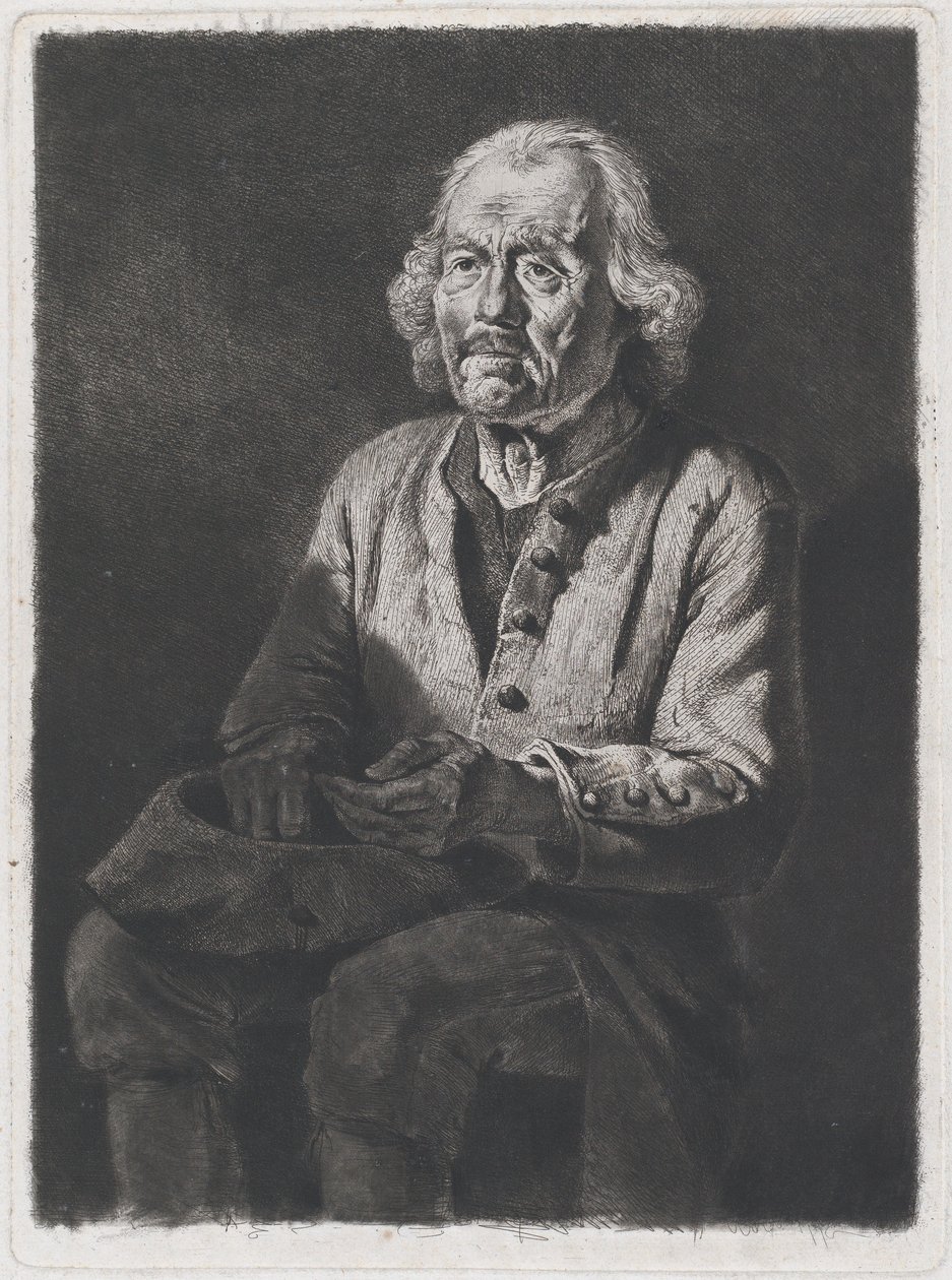 Mendigo sentado: Retrato de Old Girard, un campesino de Chasselay de Jean Jacques de Boissieu