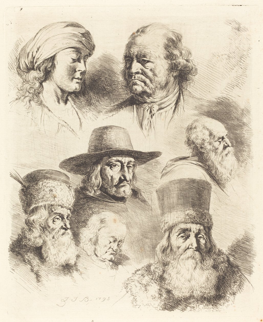 Siete Estudios de Cabezas de Jean Jacques de Boissieu