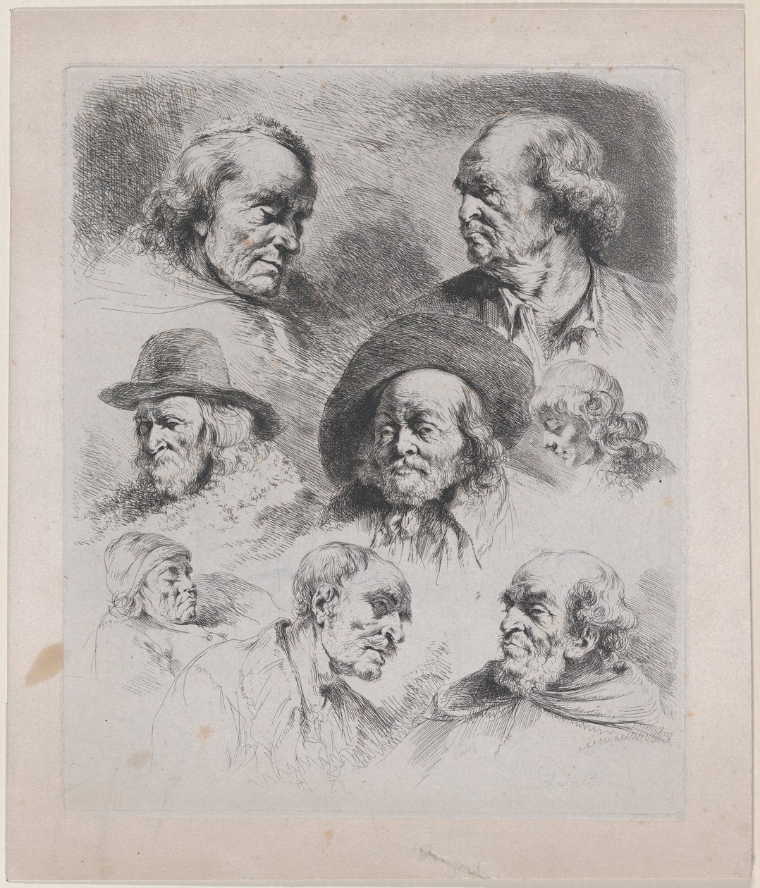 Estudio de ocho cabezas, 1795 de Jean Jacques de Boissieu