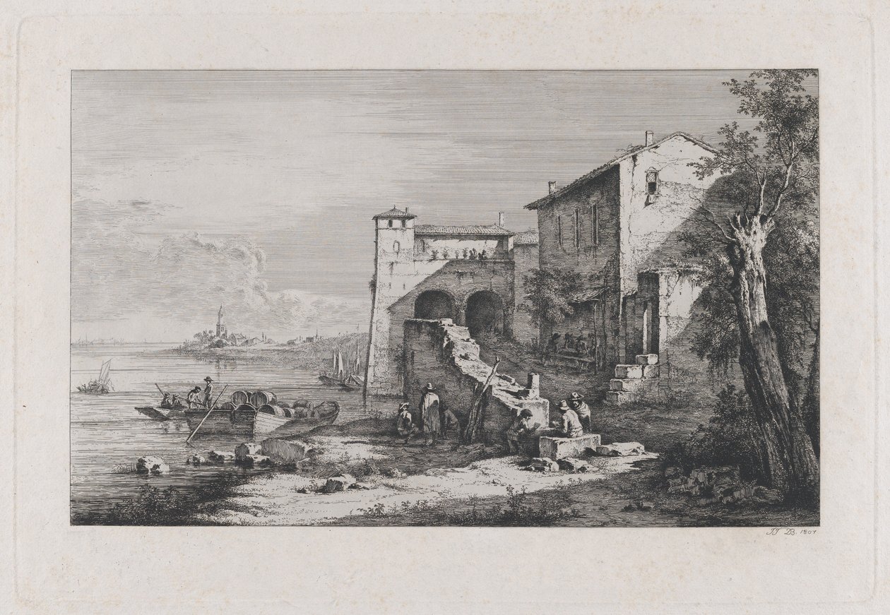 Vista de la antigua aduana en Roma de Jean Jacques de Boissieu