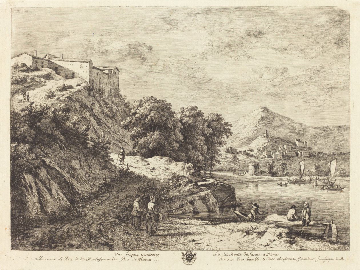 Vista de Aqua Pendente en la ruta de Siena a Roma de Jean Jacques de Boissieu