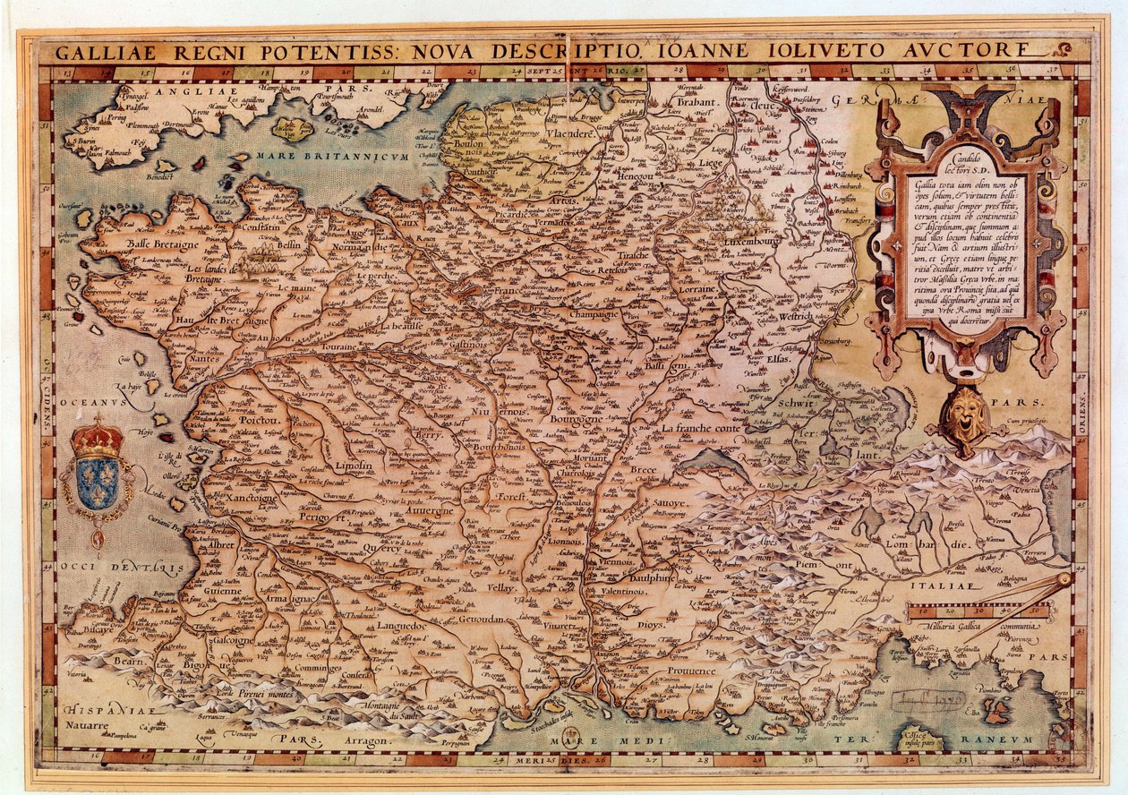 Mapa geográfico de Francia de Jean Jolivet (siglo XVI) 1570 París, B.N. de Jean Jolivet