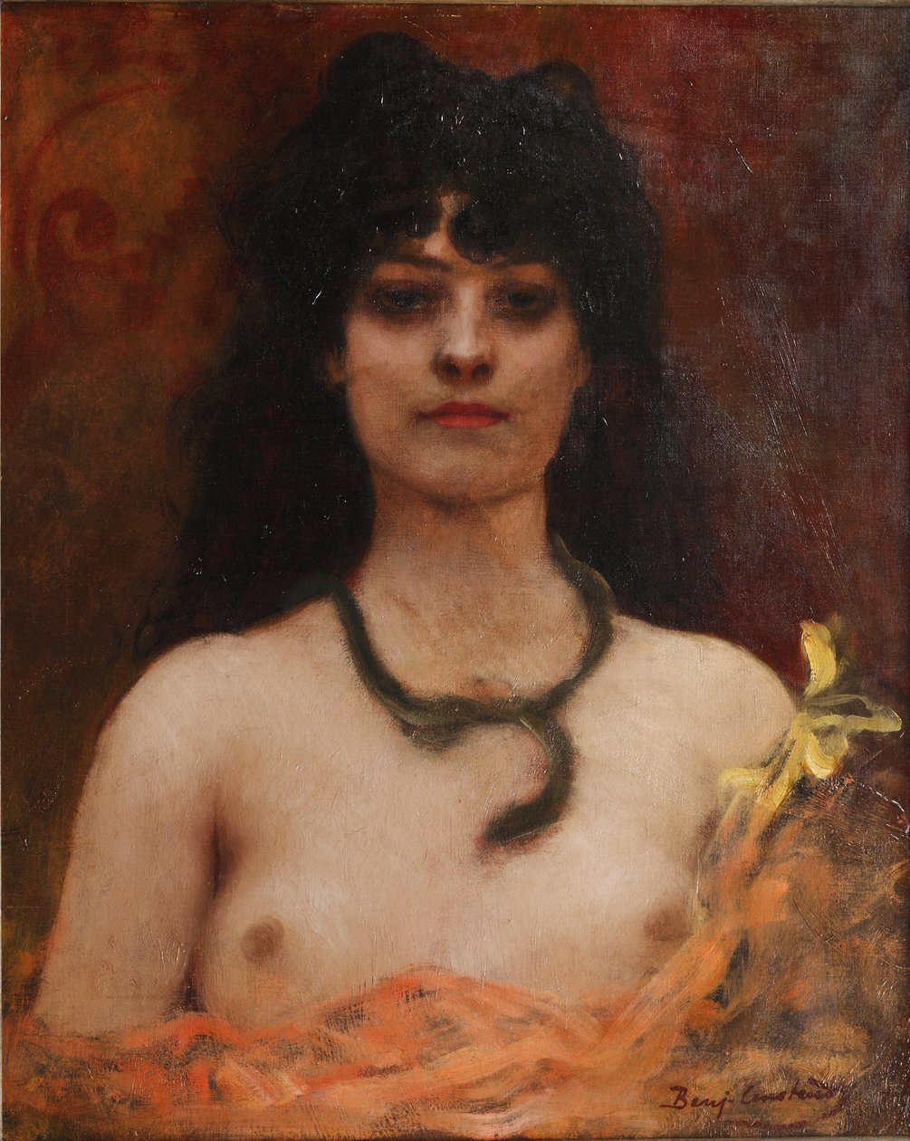 Benjamin Constant - Retrato orientalista de una dama desnuda, de busto de Jean Joseph Benjamin Constant