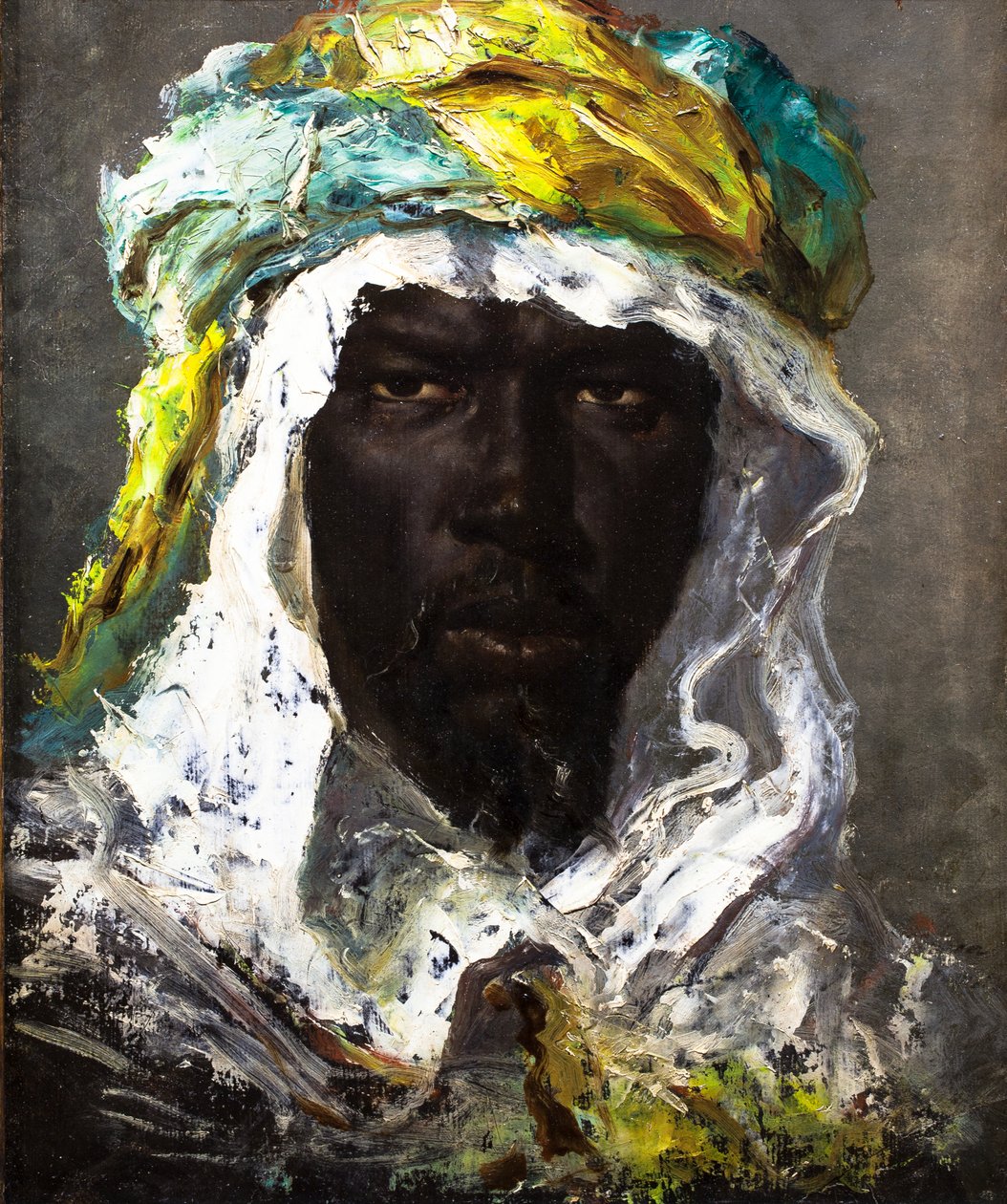 Tete de Maure, ca. 1875 (Óleo sobre papel extendido sobre lienzo) de Jean Joseph Benjamin Constant