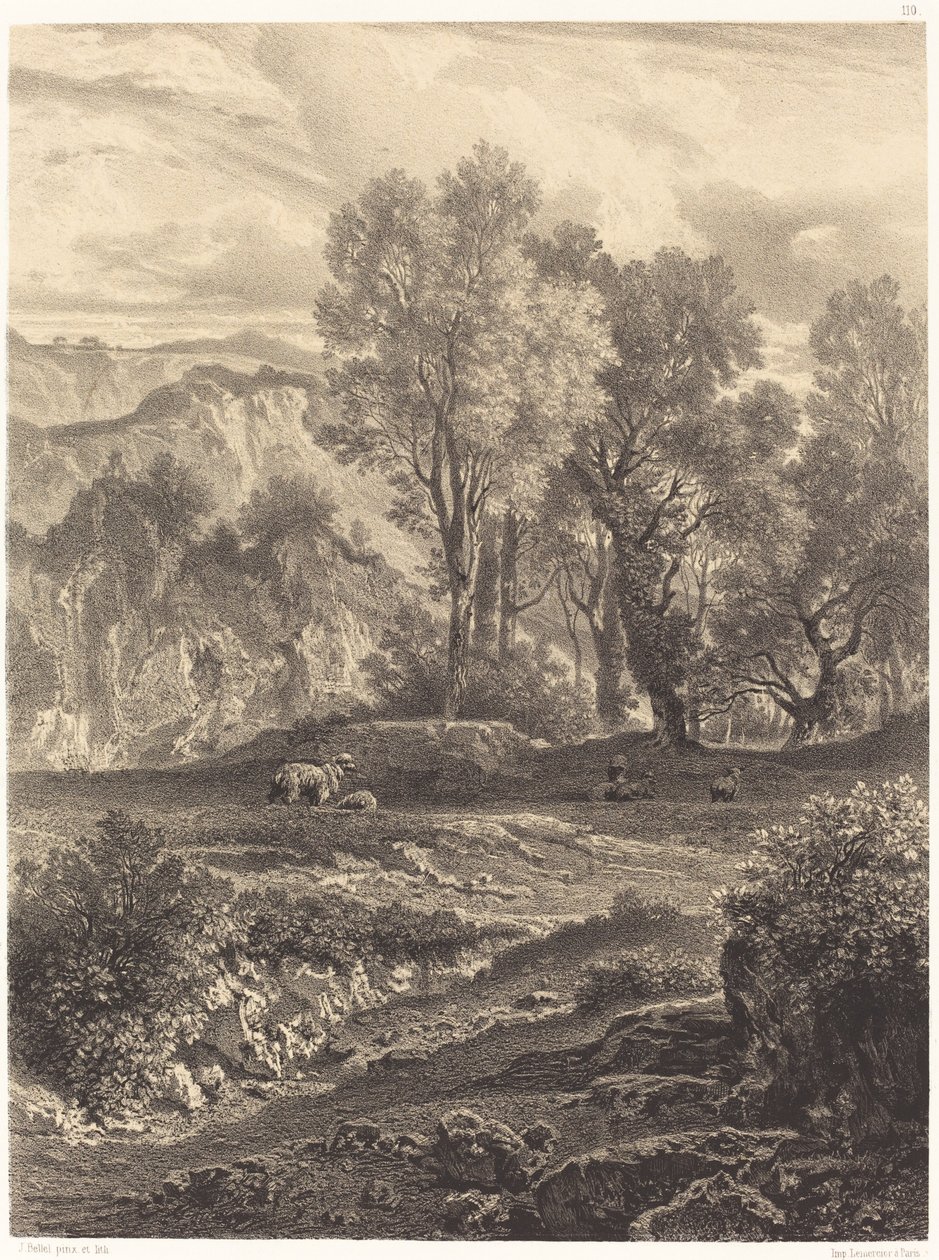 Paisaje con ovejas de Jean Joseph François Bellel