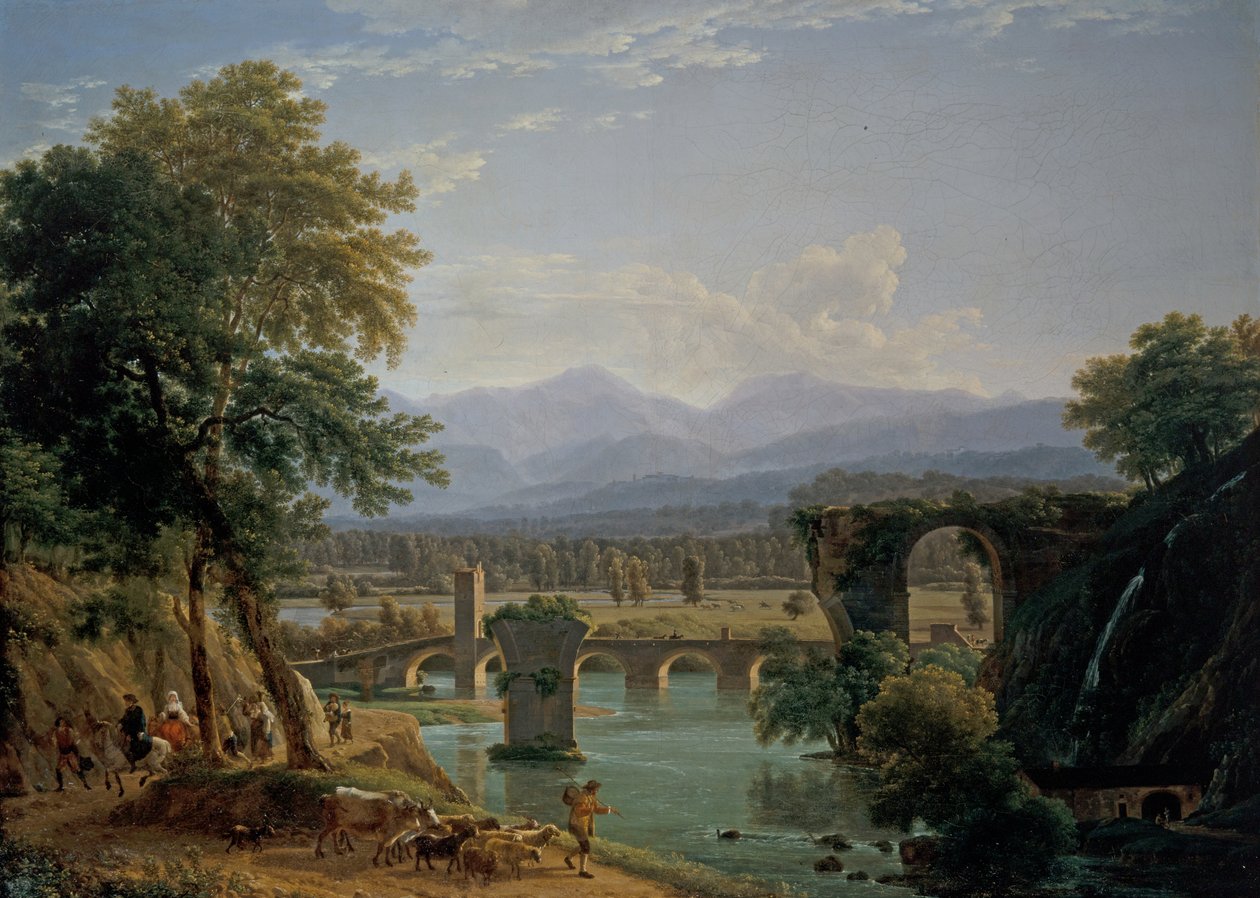 El puente de Augusto sobre el río Nera, cerca de la ciudad de Narni de Jean Joseph Xavier Bidauld