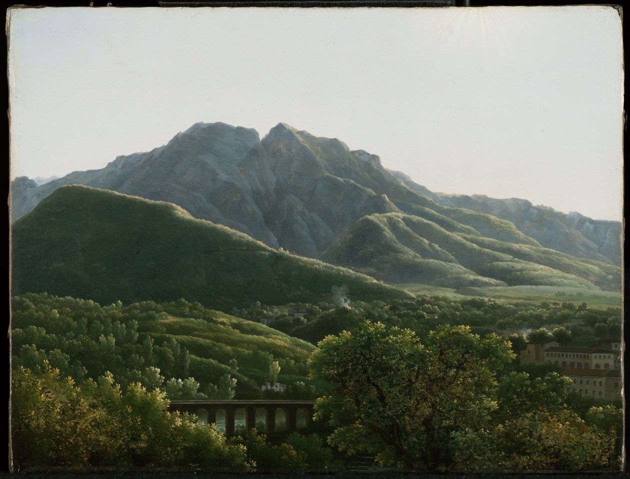 Vista del puente y de la ciudad de Cava, Reino de Nápoles de Jean Joseph Xavier Bidauld