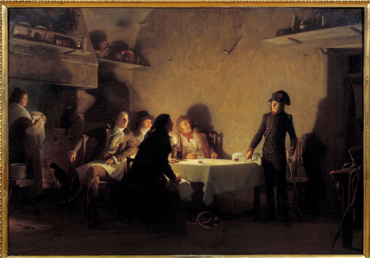 Cena en Beaucaire. Al final de su visita a la feria de Beaucaire el 29 de julio de 1793, Napoleón Bonaparte cena con dos comerciantes de Marsella, un nimois y un fabricante de Montpellier. Redacta el texto 