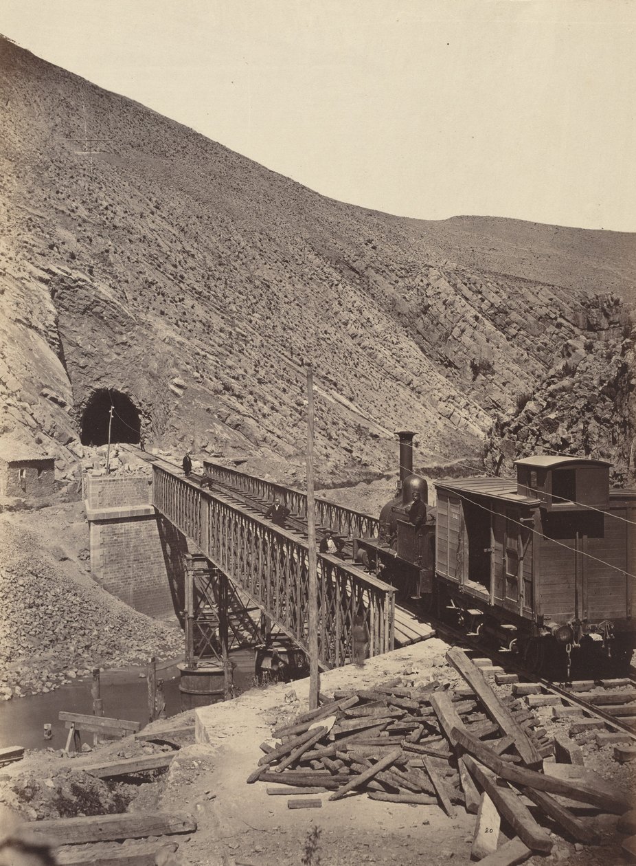 Puente y túnel sobre el Jalón, Madrid a Zaragoza,c. 1860-1865 (foto) de Jean Laurent