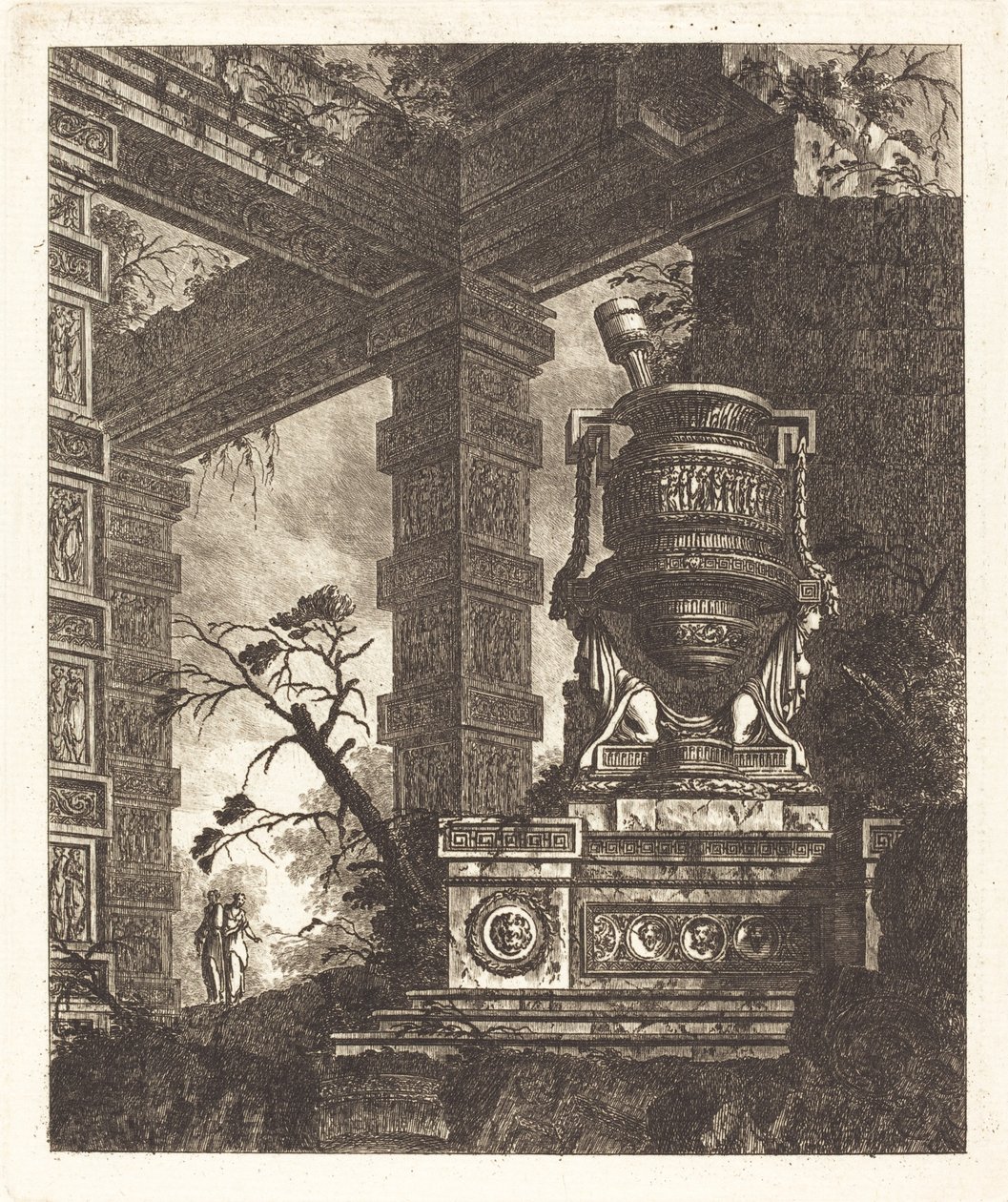 Jarrón sostenido por dos esfinges de Jean Laurent Legeay