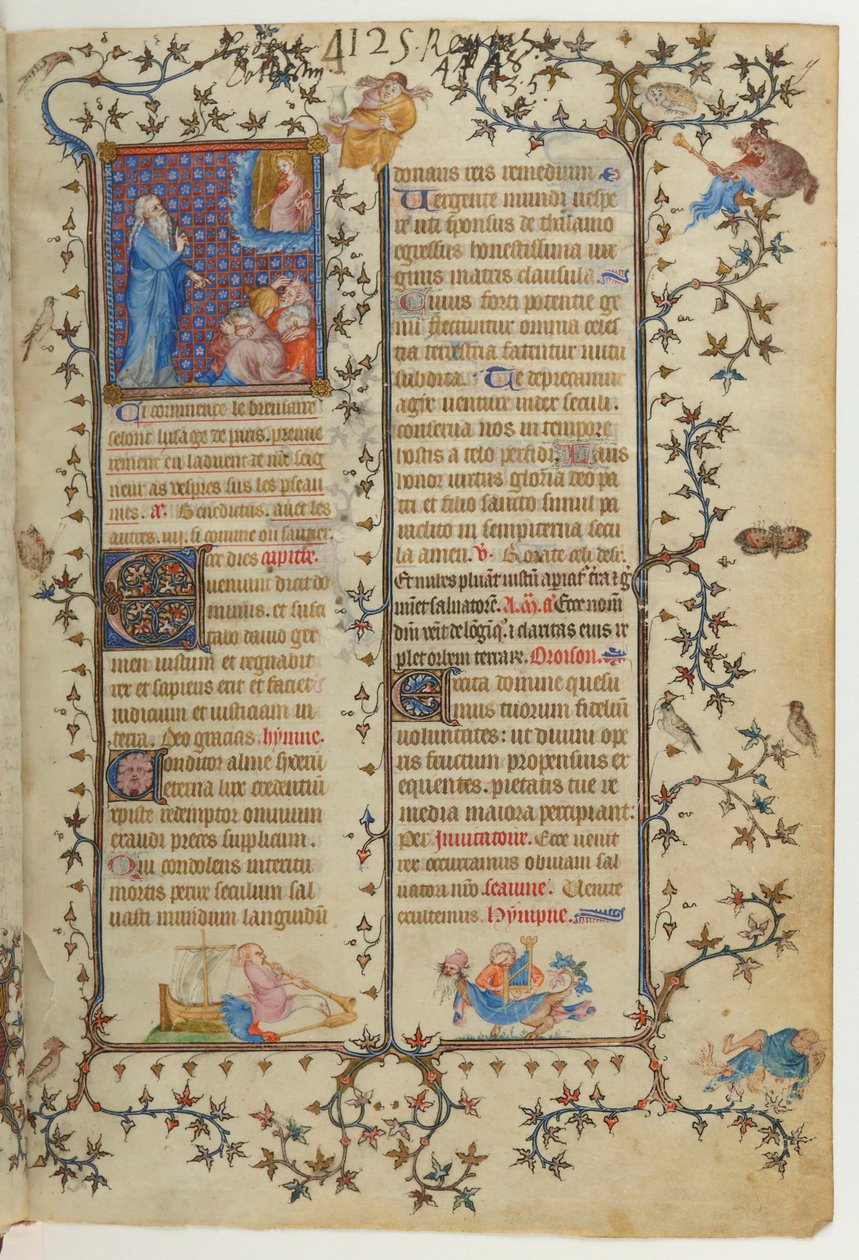 Página del Breviario de Carlos V: Isaías anuncia la venida del Mesías, con la aparición de la Virgen María de Jean Le Noir