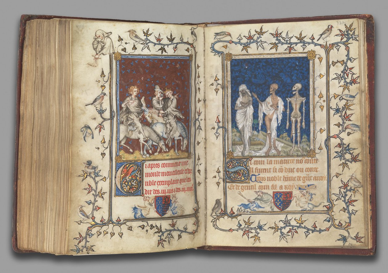 f.321v-322r del Libro de Oración de Bonne de Luxemburgo, Duquesa de Normandía, antes de 1349 de Jean Le and workshop (attr. to) Noir