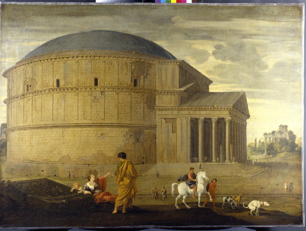Vista caprichosa del Panteón con el templo de Vespasiano de Jean Lemaire