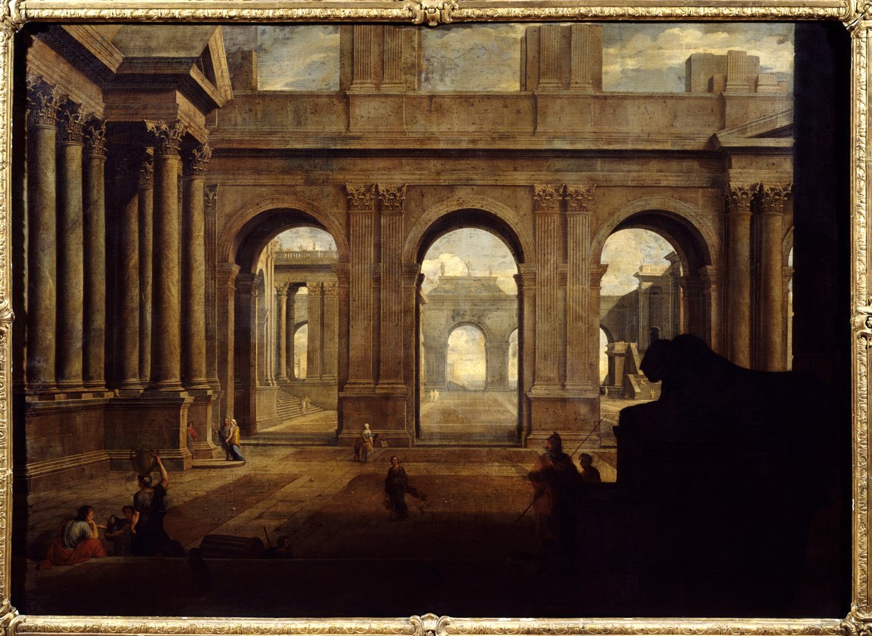 Vista de un Palacio Imaginario. Pintura de Jean Lemaire (1598-1659) Siglo XVII París, Museo del Louvre de Jean Lemaire