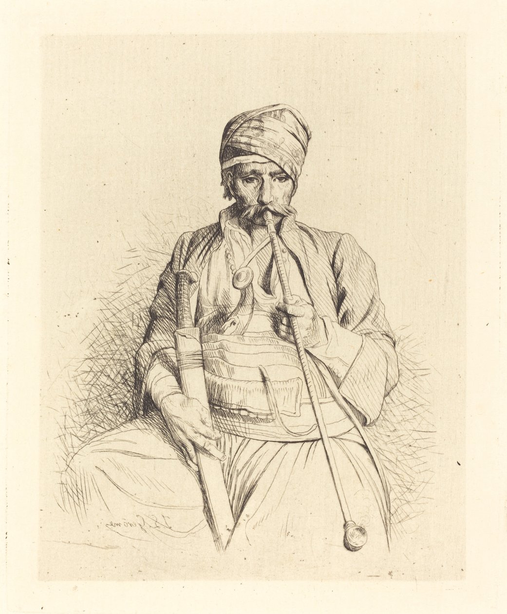 Árabe sentado con pipa de Jean Leon Gerome