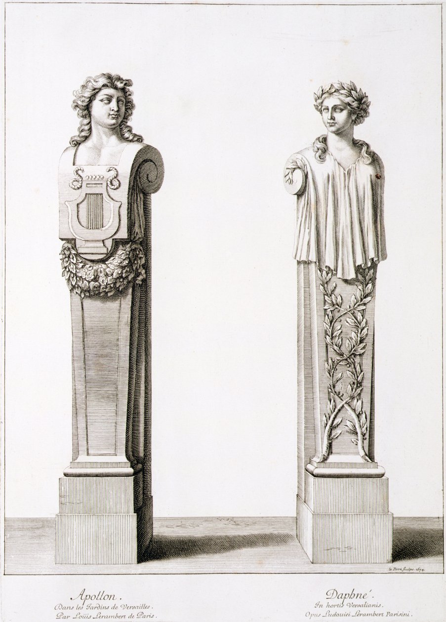 Bustos de Apolo y Dafne de Louis Lerambert en Versalles de Jean Lepautre